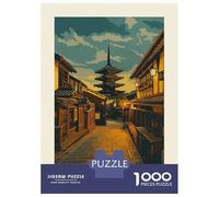 Puzzle De 1000 Pièces Japanese Pagoda Street Scene Illustration Puzzle pour Adolescents Course De Vitesse Manuelle Liste De Souhaits avec Le Père Noël Jouets Jeux Éducatifs 70x50cm/1000pcs
