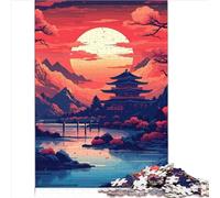 Puzzle de 1000 Pièces Japon Village Sunset pour Adultes et Enfants - Carton de Qualité Supérieure - 10 Ans et Plus (26 x 38 cm)