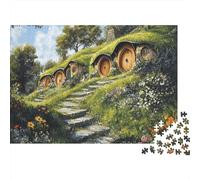 Puzzle de 1000 pièces « Jardin de Hobbit » - Portes Rondes de la Colline des Hobbits - Jeu éducatif pour Adultes (à partir de 12 Ans) - Décoration intérieure - Défi - Cadeau d'38 x 26 cm