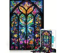 Puzzle de 1000 pièces Jardin en vitrail pour Adolescents, Jeu de réflexion, activité à la Maison, Article de qualité supérieure Vœux du Père Noël 38x26cm