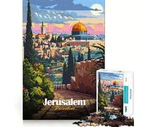 Puzzle de 1000 pièces Jérusalem,Palestine Affiche de Voyage Découpe précise Jeu cognitif et Amusant Loisirs Scène de Noël (38x52cm)