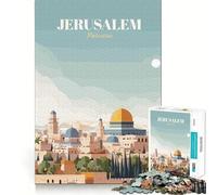 Puzzle de 1000 pièces Jérusalem,Palestine Affiche de Voyage Jeu précis Entraînement à la Concentration Amusant Détente Cadeau de Noël Loisirs (38x52cm)
