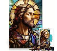 Puzzle de 1000 pièces Jésus en vitrail pour Adultes, Jeu de logique et de complicité, Finition Premium, Cadeau de qualité 50x75cm