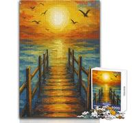 Puzzle de 1000 pièces Jetée au Coucher du Soleil avec Oiseaux pour Adolescents:Un Jeu Stimulant la logique et Le développement de la pensée Idéal pour Partager des Moments précieux Dimensions:38x26cm