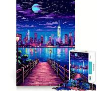 Puzzle de 1000 pièces Jeu d'arcade de New York Pixel Art Découpe précise Jeu cognitif et Amusant Loisirs Scène de Noël (50x75cm)