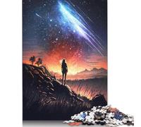 Puzzle de 1000 pièces, jeu de puzzle en bois avec paysage de flammes de comète, jeu éducatif, défi, jouet comme cadeau de Noël, 1000 pièces (75x50 cm)