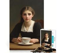 Puzzle de 1000 pièces Jeune Femme avec Une Tasse de thé Jeu cognitif Amusant,Structure à emboîter précise,activité de Partage et de complicité pour Les Proches (50x75cm)