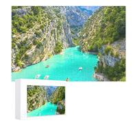 Puzzle de 1000 pièces, Jeux éducatifs, « Gorges du Verdon au lac de Sainte-Croix, département des Alpes-de-Haute-Provence, ，des Vacances pour Adolescents，Cadeau de Noël，38x26CM，Paper Puzzle