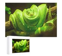 Puzzle de 1000 pièces, Jeux éducatifs, ； Serpent Vert sur la Branche ；，des Vacances pour Adolescents，Cadeau de Noël，52x38cM，Paper Puzzle