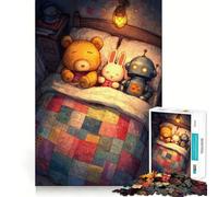 Puzzle de 1000 pièces Jouets endormis dans Une scène au Coucher pour Adultes, pour stimuler la mémoire et la Joie familiale, Motif à Assembler, Cadeau du Père Noël 38x52cm