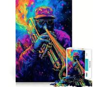 Puzzle de 1000 pièces Joueur de Trompette aux Bords Lisses et néon Jeu de Concentration Amusant et Relaxant Cadeau d'anniversaire (50x75cm)