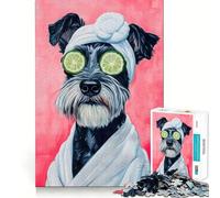 Puzzle de 1000 pièces Journée au Spa pour Le toiletteur de Schnauzer pour Adultes, idéal pour stimuler la mémoire et Passer Un Moment agréable Image à Assembler, Belle œuvre d'art 38x52cm