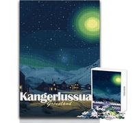 Puzzle de 1000 pièces Kangerlussuaq, Paysage Nocturne du Groenland, Jeu Pratique d'analyse et de logique, Cadeau d'anniversaire, Dimensions 38x26cm.