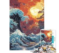Puzzle de 1000 pièces Katsushika Hokusai défi de rapidité Manuelle pour Adolescents Cadeau d'anniversaire ou de Noël Jouet addictif Stimulant l'intelligence cérébrale (38x52cm)