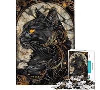 Puzzle de 1000 pièces Kintsugi Chat Noir Puzzle Adulte Jeu de réflexion Décoration Murale Cadeau Unique pour Anniversaire et Noël (Dimensions 50x75cm)