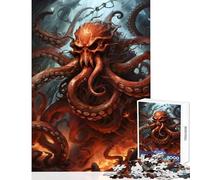 Puzzle de 1000 pièces Kraken Pieuvre Rouge géante pour Adolescents Décoration pour la Maison Jouet Cadeau d'anniversaire Jeu Familial Convient pour décorer Un Bureau Dimensions 38x52cm