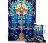 Puzzle de 1000 pièces La Balance de la Justice en Vitrail pour Adolescents, idéal pour développer Ses capacités intellectuelles et Passer du Temps de Loisirs Un Cadeau attentionné et précis 50x75cm