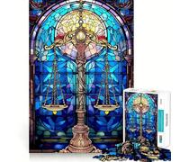 Puzzle de 1000 pièces La Balance de la Justice en Vitrail pour Adolescents, idéal pour développer Ses capacités intellectuelles et Passer du Temps de Loisirs Un Cadeau attentionné et précis 50x75cm