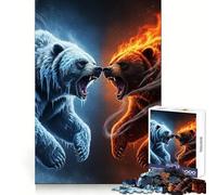 Puzzle de 1000 pièces La Confrontation des Ours de Glace et de feu pour Adolescents activité ludique et Facile à Vivre, Surprise de Noël 50x75cm
