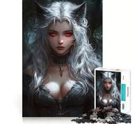 Puzzle de 1000 pièces La Fille-Loup aux Cheveux Blancs Jeu de Concentration mentale sans Espace,Design ajusté,défi cérébral interactif pour la Maison (50x75cm)