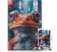 Puzzle de 1000 pièces La Grenouille sous la Pluie pour Adultes:Un Jeu éducatif et Stimulant pour développer Ses capacités mentales Un Cadeau mémorable et attentionné Dimensions:38x26cm
