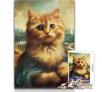 Puzzle de 1000 pièces La Joconde du Chat pour Adolescents, 50x75cm Jeu éducatif d'observation et de développement du Sens de l'observation et Symbolique pour Les fêtes