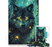 Puzzle de 1000 pièces La lumière du Loup dans l'obscurité pour Adultes Exercice Mental,découpe de précision,Bords Lisses,activité relaxante à Faire en Groupe à l'intérieur (38x52cm)