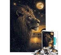 Puzzle de 1000 pièces La majesté du Lion au Clair de Lune Un Puzzle idéal pour Les Adolescents Un Exercice d'assemblage pour développer la dextérité et la précision Un Parfait pour Les Amis