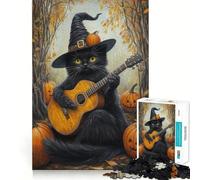 Puzzle de 1000 pièces La mélodie d'halloween du Chat » Jeu de réflexion Amusant et précis,idéal pour Un Moment de détente et de Calme,Cadeau de Noël apaisant (38x26cm)