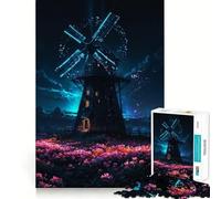 Puzzle de 1000 pièces La Nuit du Moulin à Vent pour Adultes, Jeu d'exercice Mental Silencieux et Amusant, Cadeau attentionné (38x52cm)