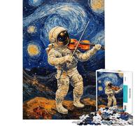 Puzzle de 1000 pièces La Nuit étoilée » Astronaute et Violon inspiré de Van Gogh Un Puzzle idéal pour Les Adolescents Un Exercice d'assemblage pour développer la motricité Fine Un Parfait