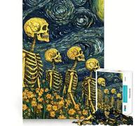 Puzzle de 1000 pièces La Nuit étoilée avec des squelettes, idéal pour Adultes et Adolescents Stimule la mémoire, détente et lumière Découpe Nette Un Cadeau Charmant 50x75cm