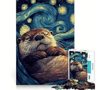 Puzzle de 1000 pièces La Nuit Étoilée avec Une Loutre, idéal pour Les Adolescents Jeu Stimulant et apaisant, Bords Nets, Cadeau de qualité supérieure (38x26cm)
