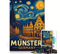 Puzzle de 1000 pièces La Nuit étoilée de Münster, Allemagne, pour Adultes Un Cadeau de qualité supérieure pour se détendre et améliorer sa mémoire (50x75cm)