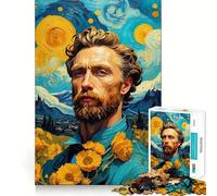Puzzle de 1000 pièces La Nuit étoilée de Van Gogh pour Adolescents Jeu de mémoire,Verrouillage sûr,Aucune pièce ne se détache,idéal pour Les Voyages (50x75cm)