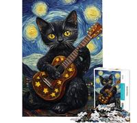 Puzzle de 1000 pièces La sérénade de la Nuit étoilée du Chat Jeu de réflexion Stimulant Jouet et Cadeau éducatif pour Femmes et Hommes (Taille 75x50cm)
