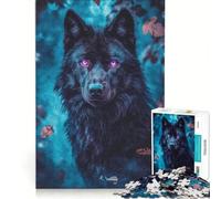 Puzzle de 1000 pièces La Signification spirituelle des Loups Noirs Jeu de réflexion décoration intérieure avec des pièces de Formes aléatoires Parfaitement emboîtables 38x52cm