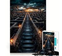 Puzzle de 1000 pièces Labyrinthe de Pierres au Coucher du Soleil pour Adolescents, idéal pour améliorer la mémoire et se détendre Bords Nets pour Les vœux du Père Noël 38x26cm