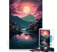 Puzzle de 1000 pièces Lac au Coucher du Soleil Mystique pour Adultes, Jeu de réflexion et de Concentration, Amusant et Silencieux, Bords serrés, Cadeau du Père Noël (38x52cm)