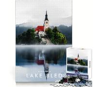 Puzzle de 1000 pièces Lac de Bled Slovénie pour Adolescents Exercice Mental,détente et Divertissement Cadeau de Vacances (38x26cm)