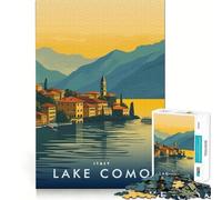 Puzzle de 1000 pièces Lac de Côme Italie Jeu d'assemblage Facile Cadeau Intelligent et ludique Décoration de Noël (38x52cm)