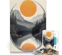 Puzzle de 1000 pièces Lac de Montagne avec Soleil et reflet pour Adolescents, Jeu intellectuel, Joie familiale, découpe de qualité, Cadeau élégant (38x52cm)