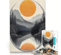 Puzzle de 1000 pièces Lac de Montagne avec Soleil et reflet pour Adultes pour stimuler la mémoire et se détendre mentalement Découpe de qualité supérieure Surprise chaleureuse (38x26cm)