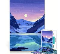 Puzzle de 1000 pièces Lac Louise de Nuit Jeu d'assemblage Facile Cadeau Intelligent et ludique Décoration de Noël (38x26cm)