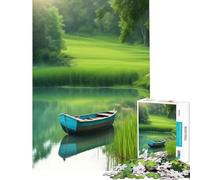 Puzzle de 1000 pièces Lac Serein avec Barque Activités Amusantes à la Maison découpe de précision Jouet Anti-Stress adapté aux Personnes de 14 Ans et Plus (38x26cm)