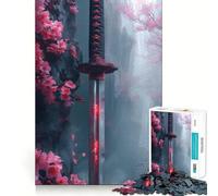 Puzzle de 1000 pièces Lame de Katana de samouraï Jeu pour Adultes Activité à la Maison Découpe Lisse Surprise de Noël (38x52cm)
