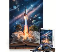 Puzzle de 1000 pièces Lancement de fusée Depuis Un Livre Ouvert vers l'espace pour Adolescents, Jeu de logique et de réflexion, Passe-Temps Calme, Bords Lisses, Cadeau de qualité supérieure (38x26cm)