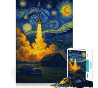 Puzzle de 1000 pièces Lancement de fusée sous Une Nuit étoilée pour Adolescents, Jeu de logique Stimulant, activité à la Maison, Bords Transparents, Cadeau précieux 50x75cm