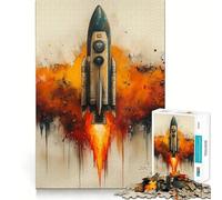 Puzzle de 1000 pièces Lancement de fusée Spatiale pour Adolescents Jeu de logique, léger et Relaxant Découpe précise Cadeau Classique 38x52cm