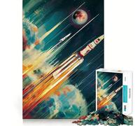 Puzzle de 1000 pièces Lancement de fusée Spatiale pour Adultes Jeu de réflexion Intelligent, Silencieux et Amusant Découpe précise Cadeau spécial 38x26cm